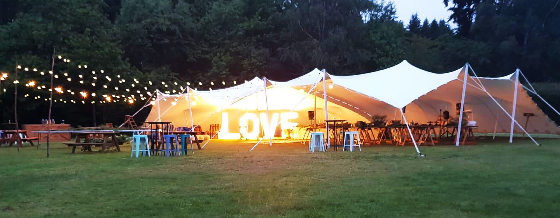 Flexi tents or stretch marquees are an elegant, flexible wedding venue.